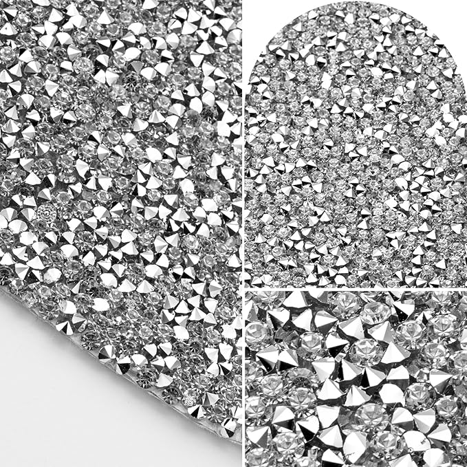 Silver Placemat, Sparkle Glitter Rhinestones Table Mat Crushed Diamond Shamrock Table Placemat 16inch for St. Patrick's Day Home Kitchen Dinning Decorations