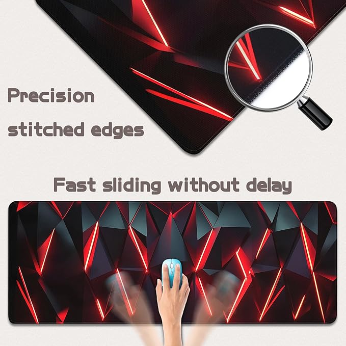 Gaming Mouse Pad - (31.5"×11.8") Honeycomb Large Mouse Pads for Desk - Desk Mat for Keyboard and Mouse with Non-Slip Base, Desks Pad Matfor Game/Office & Home (Black Wine Red)