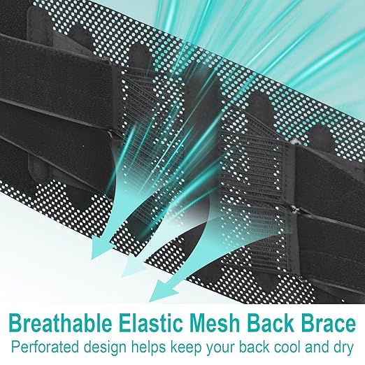 Breathable Back Brace for Lower Back Pain Relief – Lightweight Mesh Lumbar Support Belt with Dual Adjustable Straps, Thin Under-Clothes Back Support for Everyday Work & Housework for Men & Women