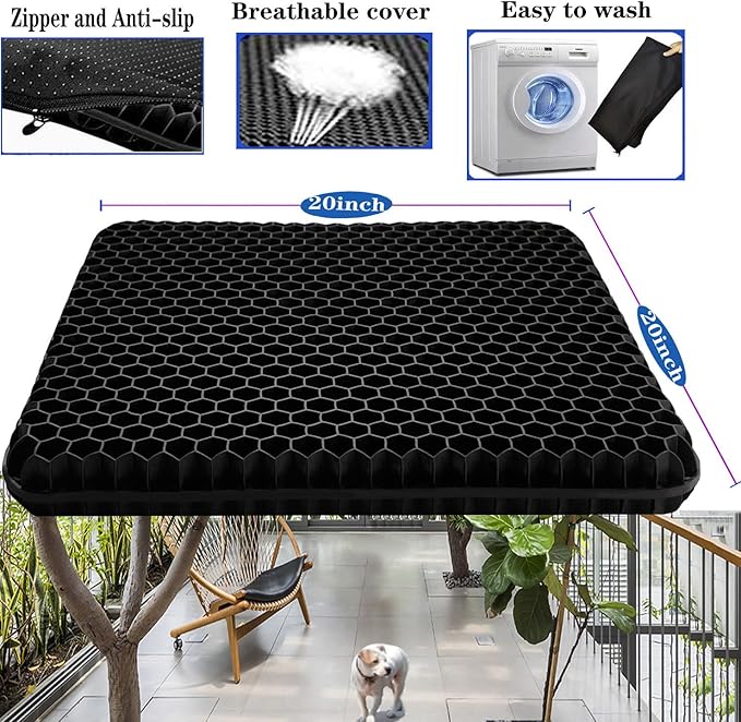 Plus Size Gel Seat Cushion for Long Sitting, Extra Large and Thick, Seat Cushion for Back, Sciatica, Hip, Tailbone Pain Relief, Used for The Office, Wheelchair, Car, Recliner, Stadium, Kayka.(Black)