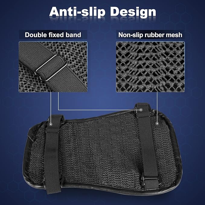 Foldable Passenger Motorcycle Gel Rear Seat Cushion, 3D-Honeycomb Structure Shock Absorption & Breathable Motorcycle Gel Seat Rear Pad for Long Rides (S)