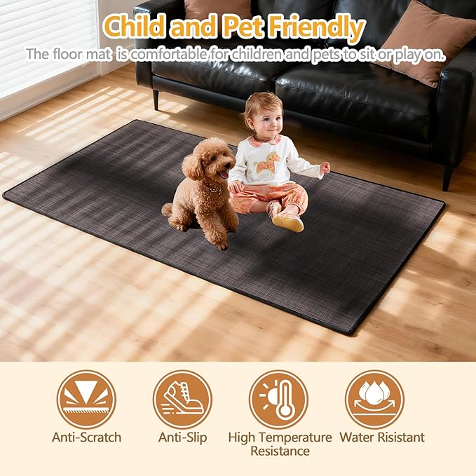 Office Chair Mat for Hardwood Floor, 36"x48" Non-Slip Floor Protector Heavy Duty Computer Desk Rolling Chair Mat for Home & Office - Brown