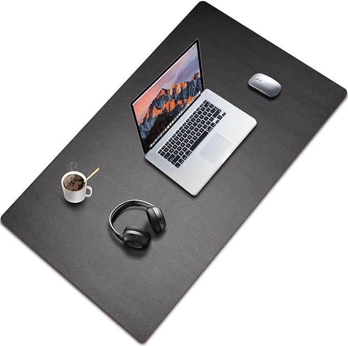 Large Leather Desk Pad Protector, Waterproof Desk Pads on Top of Desks, Keyboard and Mouse Pad for Desktop Organization. Easy Clean Computer Desk Mat for Office/Home (Black,47.2"x 23.6")