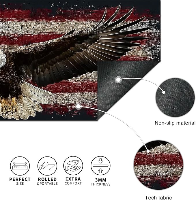 HOMETITUTE XL Mouse Pad 31.5 x 11.8 Inch Bald Eagle American Flag Desk Mat Large Extended Keyboard Mat Computer Desk Pad Non Slip Waterproof Mouse Pads Gaming Office Accessories