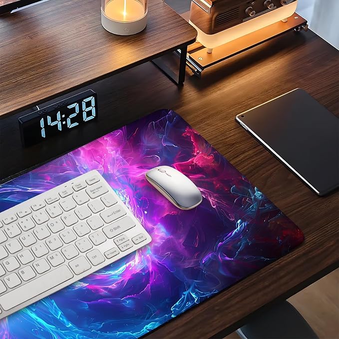 Large Mouse Pad, Cosmic Swirl Desk Mat, Extended Gaming Mouse Pad with Non-Slip Rubber Base, Thick 3mm Smooth Surface Keyboard Mat for Office & Home,35.5 x 15.8 in