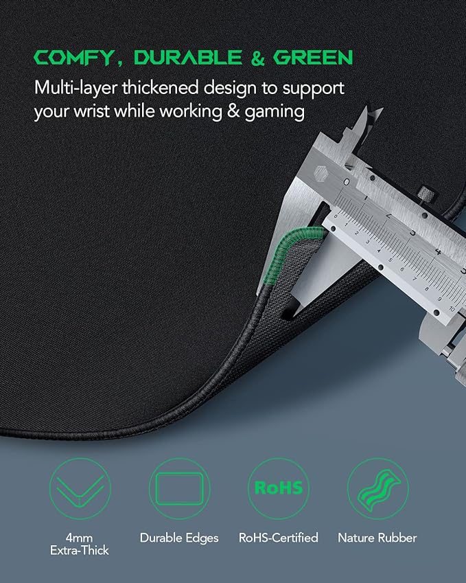 Black Shark Gaming Mouse Pad Desk Mat (31.5” x 11.8” x 0.15”) Mousepad with Superfine Fiber Surface Smooth, Non-Slip Rubber Base, Office Decor for Gamers, Office, Desk Pad Manta P2