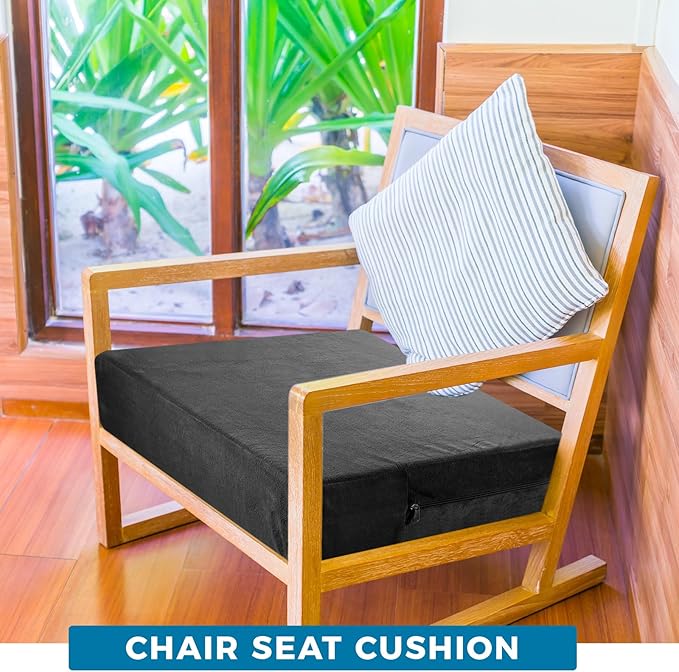 Menkxi 18 x 18 x 5 Inch Recliner Cushions for Elderly, Thicken Memory Foam Seat Cushion, Square Chair Cushions Non Slip Pads for Recliners, Armchairs, Relief and Comfort (Black)
