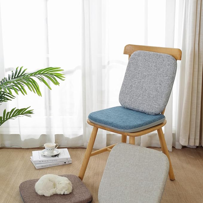 High Resilience Memory Foam Chair Cushion 17"x17"x2" Set of 2 Square Chair Pads and Washable Cover Non Slip Seat Cushions for Indoor Dining Room Kitchen and Office Chairs (Green,17"x17")