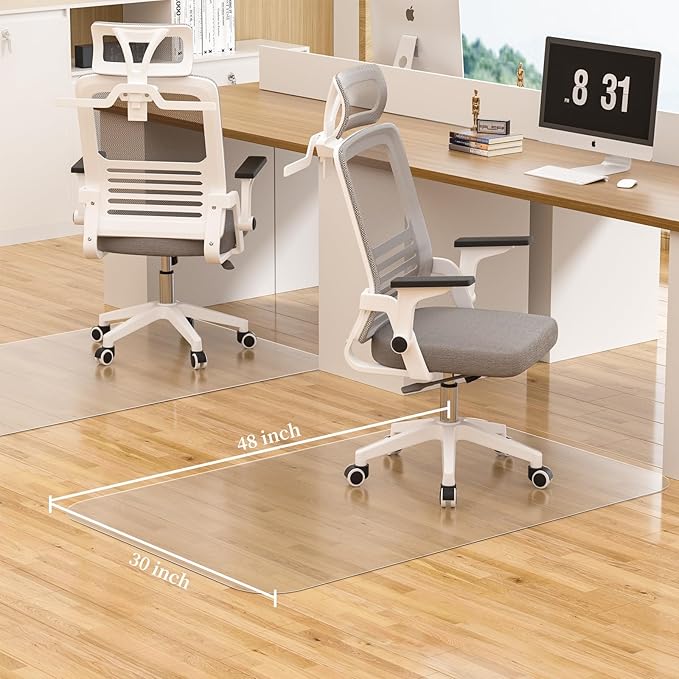 Office Chair Mat for Hardwood Floor - 30" X 48" PVC Clear Floor Protector Mat for Hard Floors, Non-Slip Desk Chair Mat for Home Office, Protects Laminate Tile Vinyl - Can't be Used on Carpet