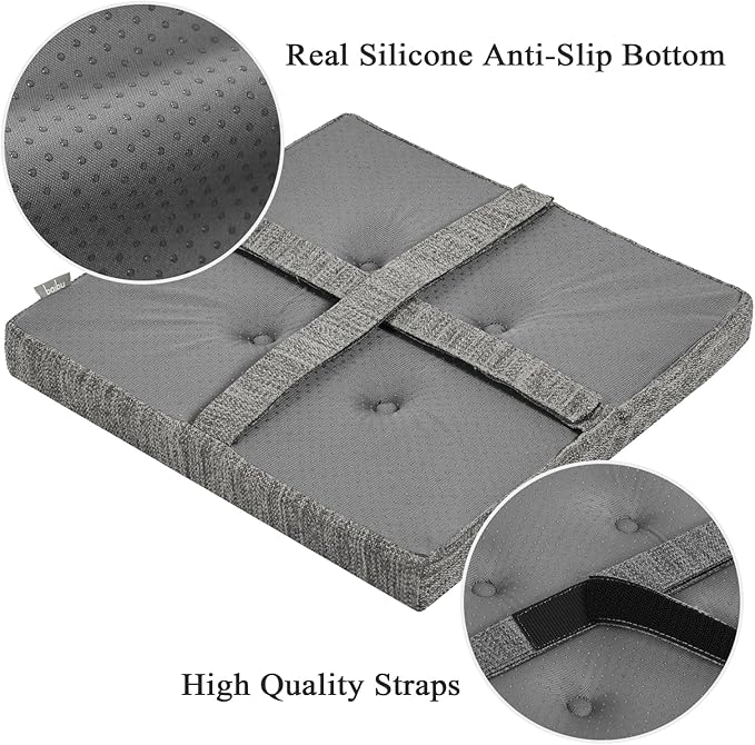baibu 12 Inches Memory Foam Square Seat Cushion Set of 2, Dual-Layer Design Bar Stool Square Seat Cushion with Ties - 2 Pads Only, Gray (12" (30CM))