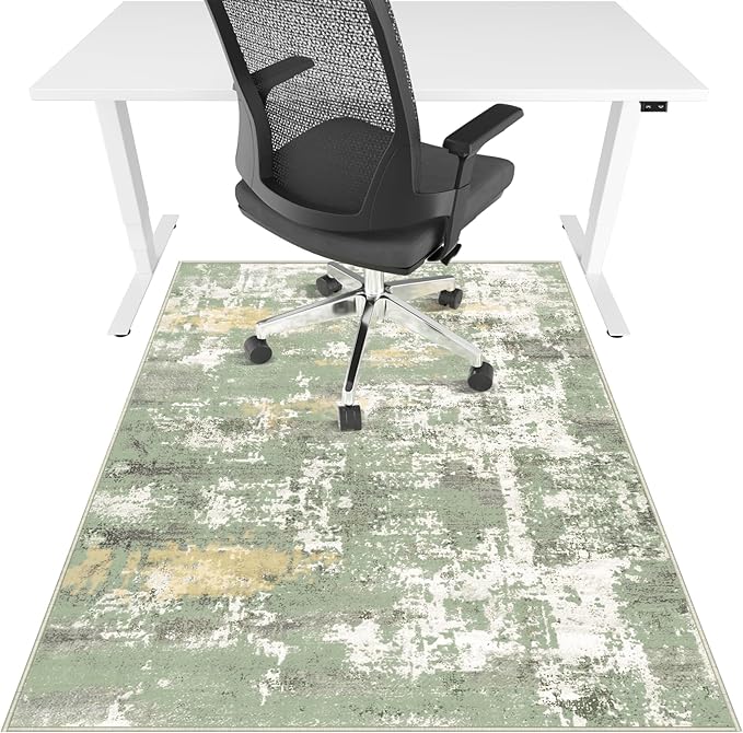 Office Chair Mat for Hardwood Floor & Tile Floor,36"X 48" Heavy Duty Desk Chair Mat for Hard Floors, Under Desk Rug for Rolling Computer Chair,Anti Slip,Low Pile Carpet Floor Protector-Abstract Green