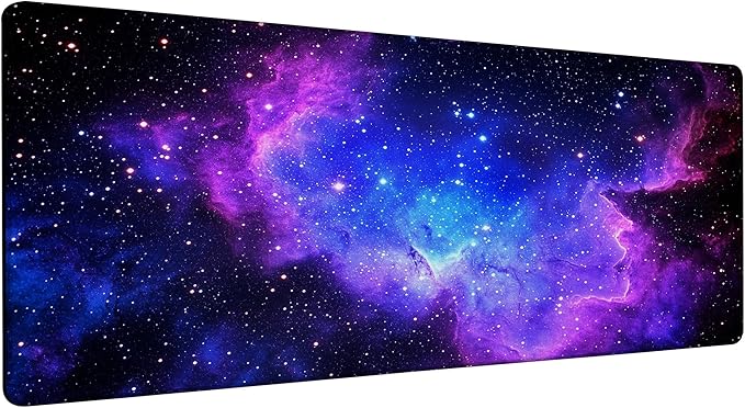 Large Gaming Mouse Pad Galaxy Stars Space Desk Mat,Non-Slip Rubber Base Stitched Edges,Extended Mousepad for PC,Laptop,Office,Home Decor(31.5 x 11.8 Inch)