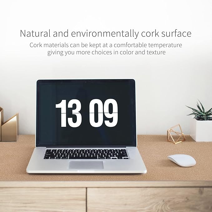 RENMTURE Dual-Sided Mouse Pad, Natural Cork & PU Leather Large Desk Pad for Office and Home Work, Desk Protector Non-Slip, Waterproof, Easy Clean (Pink, 23.6" x 13.7")