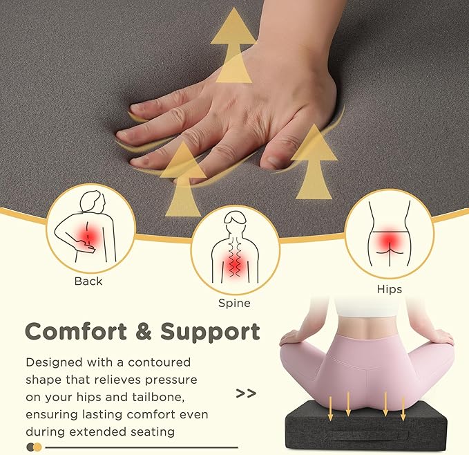 Recliner Cushions for Elderly Square Chair Pads with Non-Slip Bottom for Couch Armchairs Booster Comfy 20"x20"x3.8" Recliner Cushion for Long Sitting with Washable Cover 1 Pack Dark Grey
