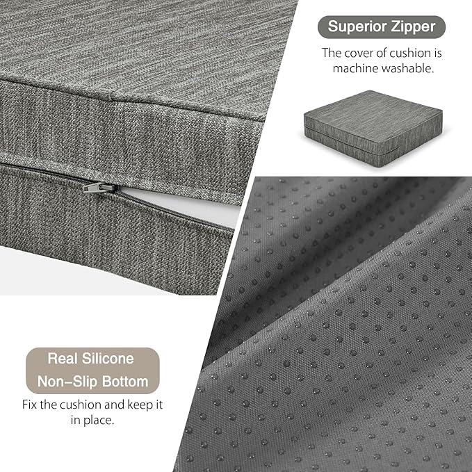 baibu Extra Large Dual-Layer Gel Memory Foam Recliner Cushions for Elderly, 20x20x5 Inch Thick Non-Slip Recliner Seat Cushion Suitable for Couch for Easy to Stand Up & Reduce Hip & Lumbar Pain, Grey