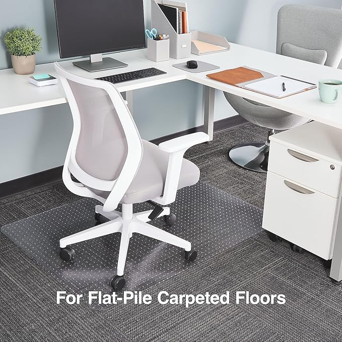 Staples Office Chair Mat, Clear Floor Mats, Flat-Pile Carpets, 48 x 36 Inch, Smooth Glide