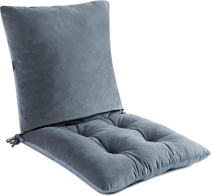 ALIBO Extra Large Recliner Low Back Lumbar Support Pillow and Tufted Seat Cushion Set with Adjustable Straps,Wood Rocking Chair/Egg Chair Swing Nonslip Highback Backrest with Ties