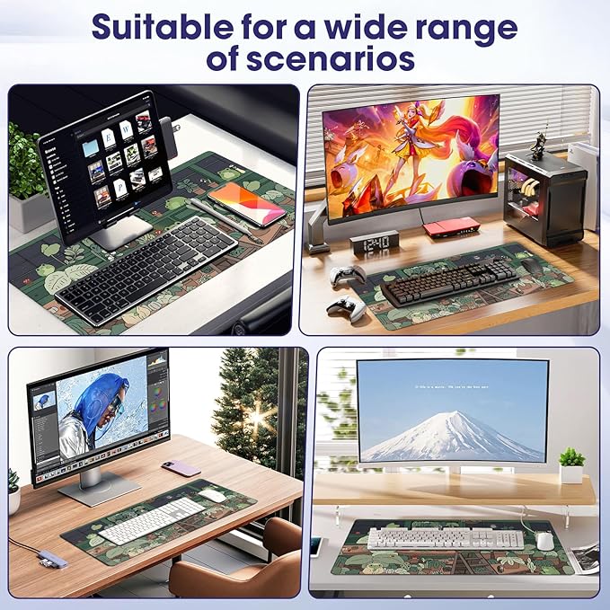 Large Extended Mouse Pad with Stitched Edges (35.4”x15.6”) - Waterproof Desk Mat, Non-Slip Rubber Base for All-Desk Coverage, Perfect for Gaming, Office, and Home