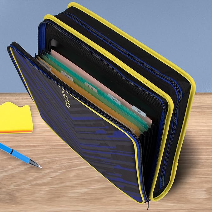 Five Star Zipper Binder 2 Inch O-Rings Case Organiser with Multi-Access and 5-Tab Expanding File Folder, 850 Sheet Capacity, Cosmic Blast (290010M)