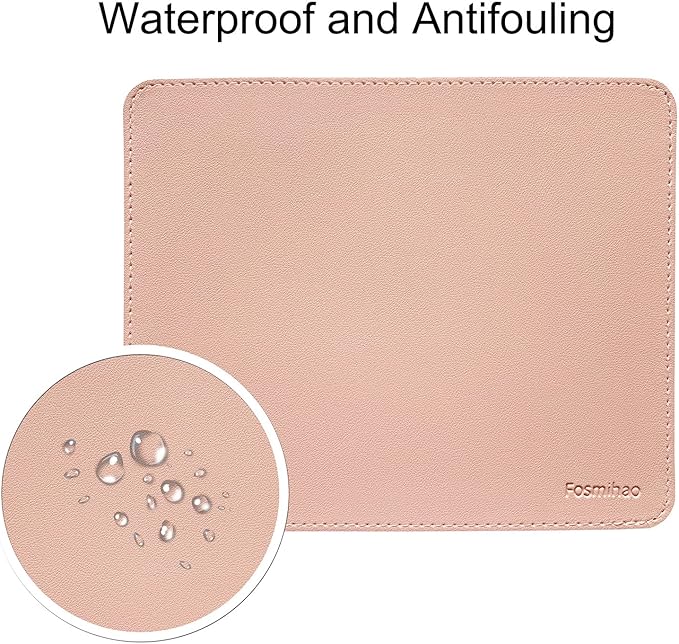 Leather Mouse Pad - Wood Mouse Pad, Double Side Mouse Pad with Stitched Edge, Waterproof Ultra Thin Mouse Pad for Computers, Laptop, Office & Home, 10.2 x 8.3 Inch, 1 Pack (Pink)