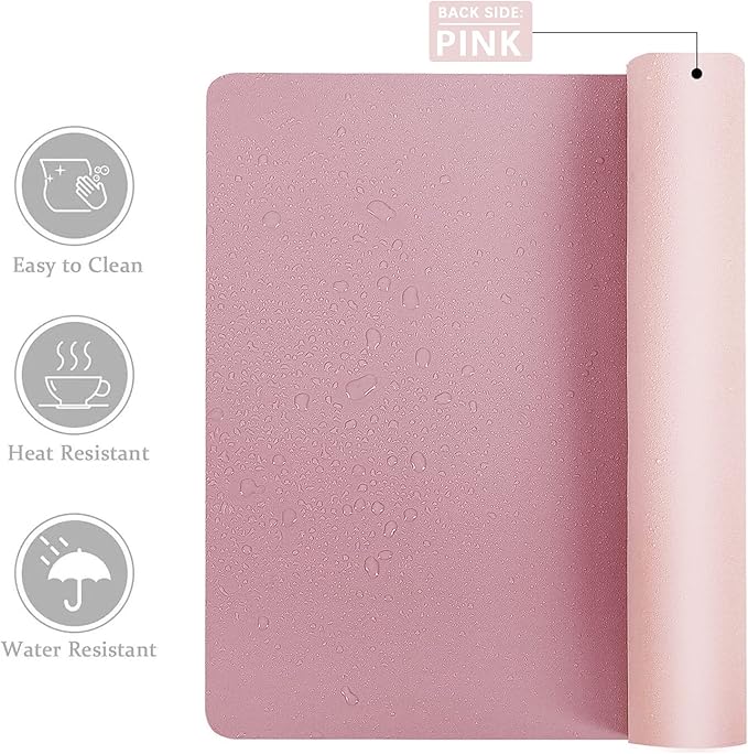 Aothia Double-Sided PU Leather Desk Pad - Non-Slip Large Mouse Pad & Desk Mat for Office, Home - Waterproof, Easy to Clean, Durable Dual-Sided Surface (36" x 17", Purple)