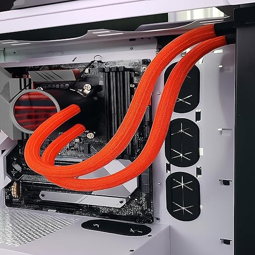 Electriduct 2" Hook Self Closing Sleeve Braid Wrap Around Sleeving Flame Retardant Flexible Mesh Cord Cover Cable Protector Wire Organizer - 10 Feet - Orange