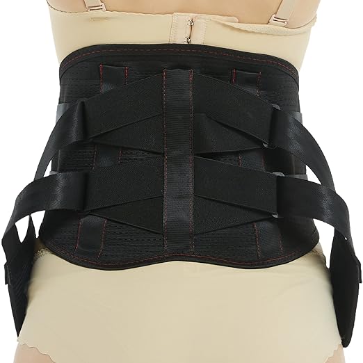 NeoTech Care Back Belt Support for Men or Women - Breathable & Adjustable Lower Back Brace - Double Pull Compression Straps (Black, Size XL)