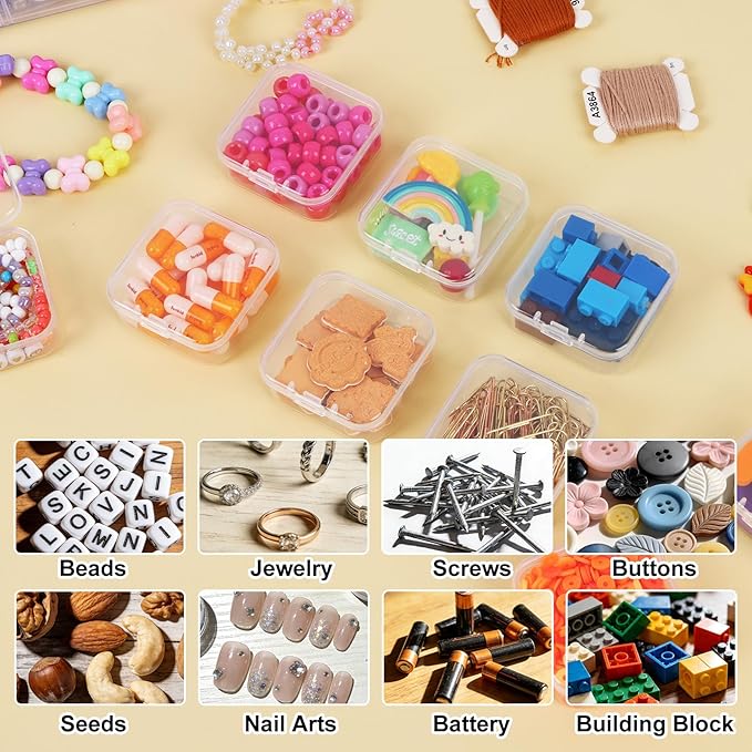 SGHUO Bead Organizer Box, 84 PCS Small Organizers, 3-Tier Stackable Storage Container Box for Art Craft Storage, Washi Tape, Jewelry, Beauty & Sewing Supplies
