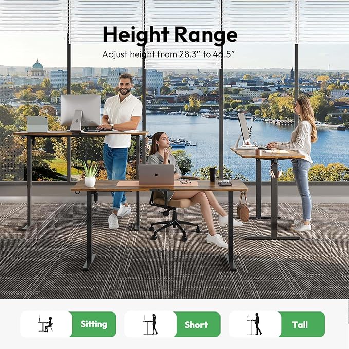 Electric Standing Desk with Keyboard Tray,48x24 inches Adjustable Height Stand Up Desk,3 Preset Heights,Equipped with Hooks,Raising Desks for Home Office and Computer Workstation,Black