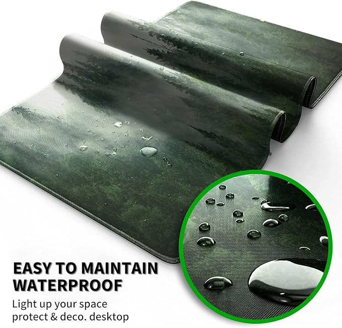 Huge Mouse Pad for Desk 40x20 Inch Extra Large with Coaster, Big Mousepad Stitched Edges Non Slip Base Extended Giant Mouse Pad for Office Home Forest