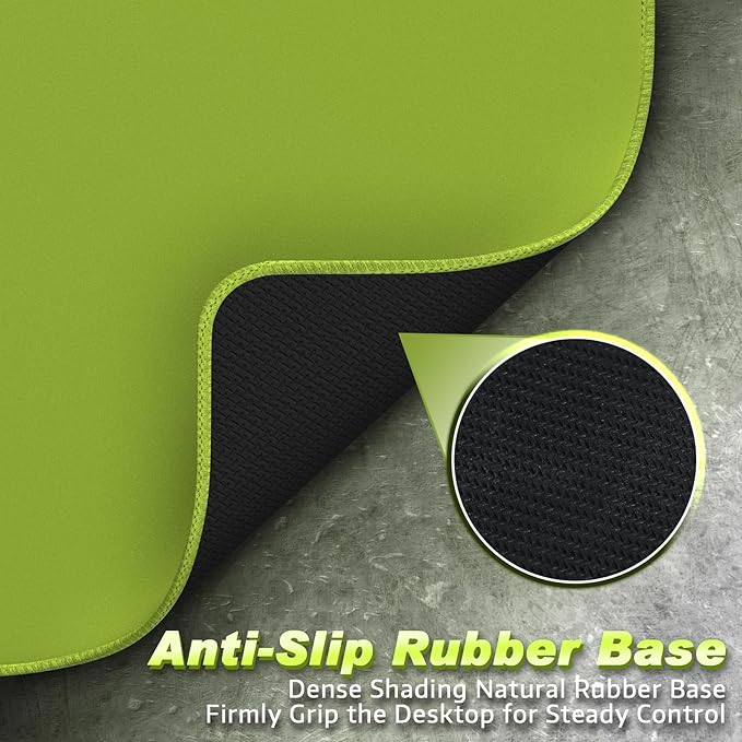 ATTACK SHARK CM02 Gaming Mouse Pad for Esports Speed Large Mouse mats for Desk Waterproof Surface Stitched Edges and Anti-Slip Rubber Base Size L Laminate 17.72” x 15.75” x 0.16” Green
