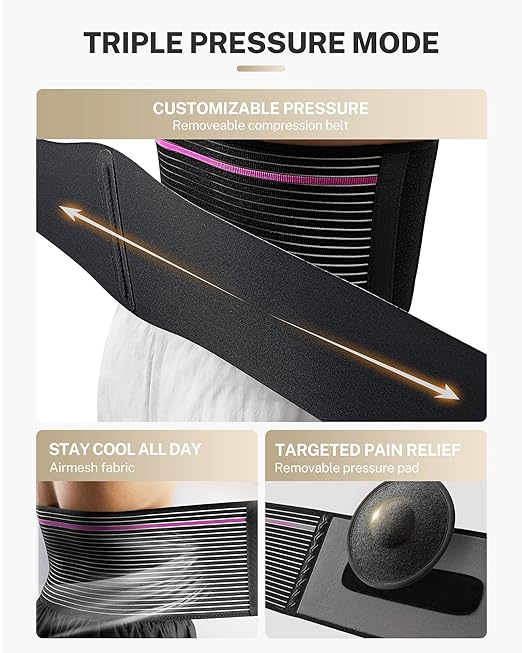 Umbilical hernia belt with pressurized strap for Men & Women, 3D Dome-Shaped Hernia Support Pad, Adjustable with Removable Pads & Extra Straps for Abdominal Pressure, Lumbar Support, Skin-Friendly& Discreet