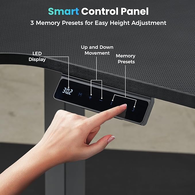 EUREKA ERGONOMIC 55 Inch L Shaped Electric Standing Desk, Height Adjustable Computer Gaming Desk with Keyboard Tray, Mouse Pad, Home Office Work,Carbon Fiber Black, Right Side