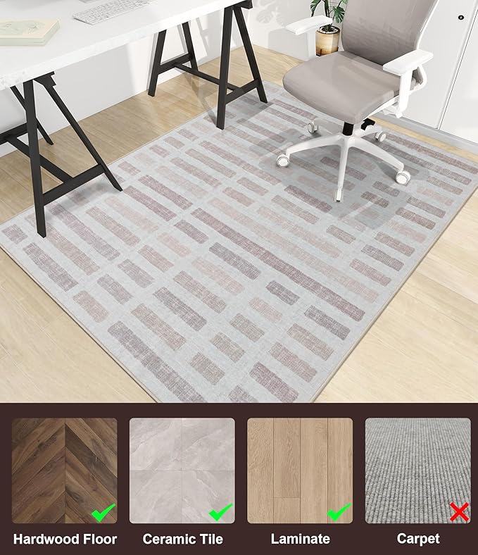 chakme Office Chair Mat for Hardwood Floor, 48"x36" Easy Glide Computer Desk Mat Protector for Rolling Chair Under Desk Rug Nonslip Backing, Machine Wash, (Plaid)