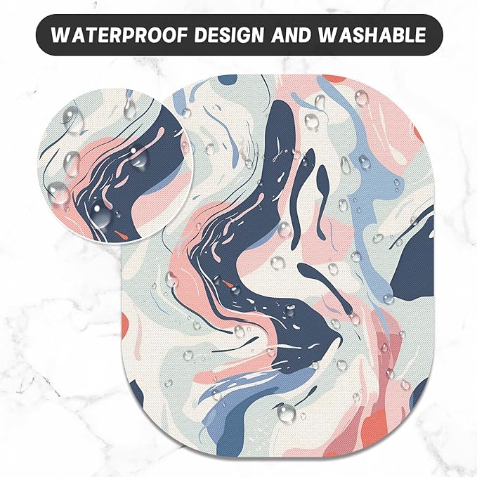 Small Mouse Pad, 6 x 7 Inch, Oval Mini Mouse Pad with Non-Slip Rubber Base for Laptop Wireless Mouse Keyboard Tray Mousepad, Patterns of Rivers