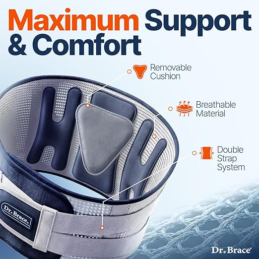 DR. BRACE® Lower Back Brace for Men & Women for Lower Back Pain Relief, Revolutionary Versatile Splints System & Removable Lumbar Pad, Adjustable & Breathable Back Support Brace (41.3-47.2″)