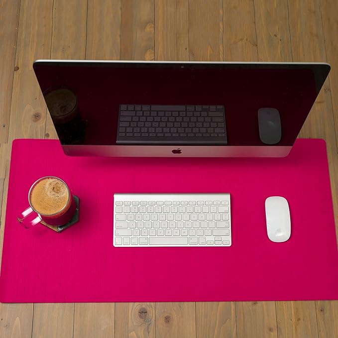 Felt Desk Pad- 31x16 with Non-Slip Backing (Fuchsia)