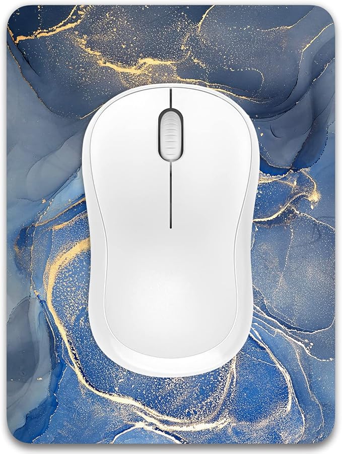 Dapesuom Small Mouse Pad, 6 x 8 Inch Thick Rubber Premium-Textured Non-Slip Portable & Washable Mini Mouse Mat for Women Wireless Laptops Keyboard Tray Gaming Work Computer Travel, Gray Gold Marble