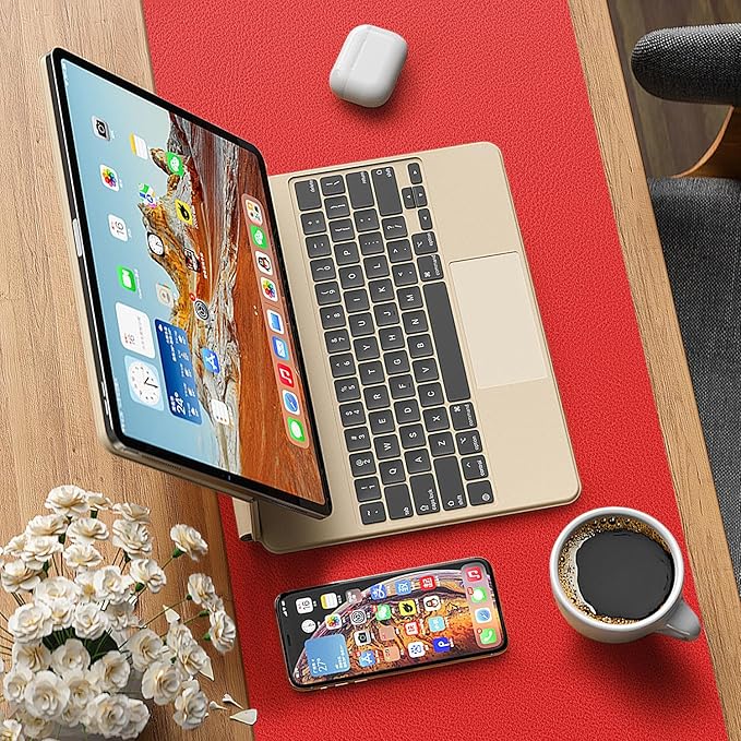 Leather Desk pad Protector, Office Mat, Large Mouse Mat, Non-Slip PU Leather Blotter, Laptop Desk Pad,Waterproof Laptop Computer Desk Keyboard Mat for Office/Work/Home/Decor (red, 47in*18in)