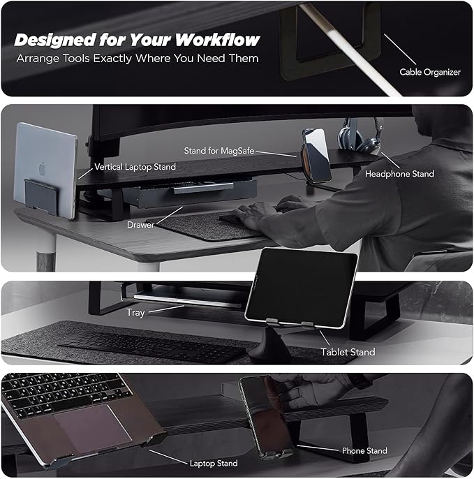 ULTRARM Moodular Add-ons Watch Stand for Smart Watch (Charger Not Included) [Accessory Only - Requires Moodular Wooden Monitor Stand Slide Rails for Use] Black MSA-WS