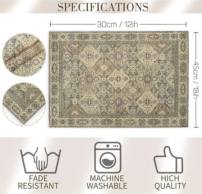 Boho Floral Grey Placemats Set of 4,Vintage Elegant Farmhouse Table Center Linen Decor,12x18 Inch Country Rustic Farmhouse Magical Fall Table Mats for Party Kitchen Dining Decoration