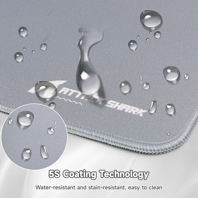 ATTACK SHARK CM02Pro Gaming Mouse Pad for Esports Speed Large Mouse mats for Desk Waterproof Surface Stitched Edges and Anti-Slip Rubber Base Size XXL Laminate 35.43” x 15.75” x 0.16” Gray