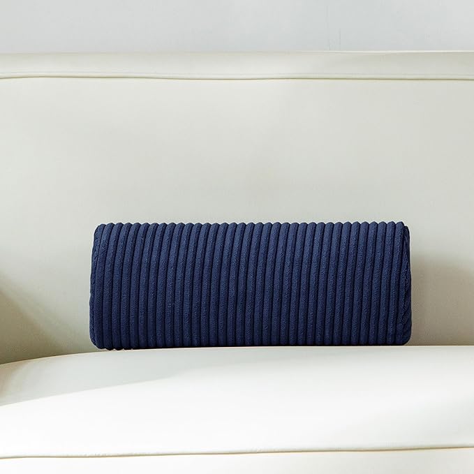 Lumbar Roll Lumbar Support Pillow for Office Chairs, Cars, and Gaming Chairs, Back Cushion with Washable Cover & Adjustable Strap to Relieve Back Pain and Improve Posture, 10.5"x5.5"x5", Navy