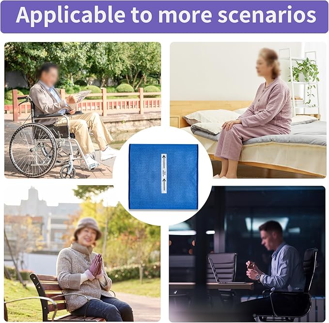 One Way Transfer Support Seat Cushion - Non-Slip Fall Prevention Pad for Elderly/Disabled Use on Wheelchairs, Chairs, Beds, and More - 17"x17"