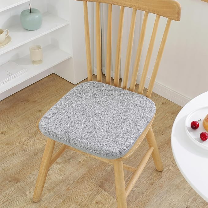 High Resilience Memory Foam Chair Cushion 17"x17"x2" Set of 2 Square Chair Pads and Washable Cover Non Slip Seat Cushions for Indoor Dining Room Kitchen and Office Chairs (Grey,17"x17")