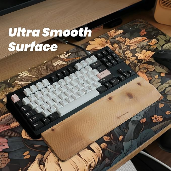 Gaming Mouse Pad with Anti-Slip Rubber Base, Extended Large Computer Mouse Mat with Stitched Edges, Long XL Anime Mousepad for Laptop and Keyboard, 31.5 x 11.8 inch (Wildflowers)