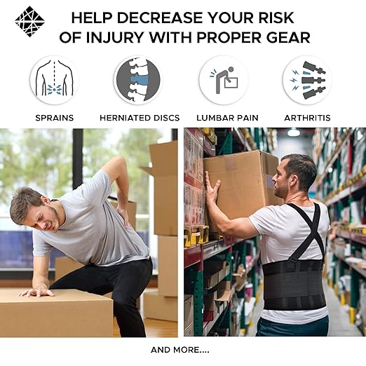Plus Size Back Brace for Men Lower Back Heavy Lifting with Suspenders, Back Support Belt for Work, Lower Back Brace with Lumbar Support for Back Pain Relief, Construction Warehouse Moving Belt, 4XL