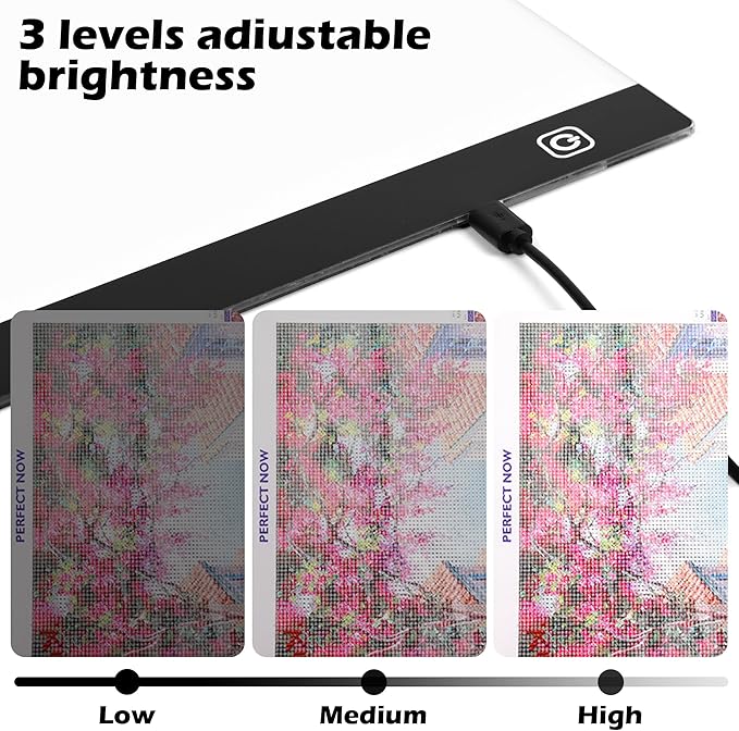 Diamond Painting Storage Accessories Kit with A4 LED Light Pad, Bead Organizers, Drill Pens, Storage Boxes, and Tools (A4 Light Pad Kit)