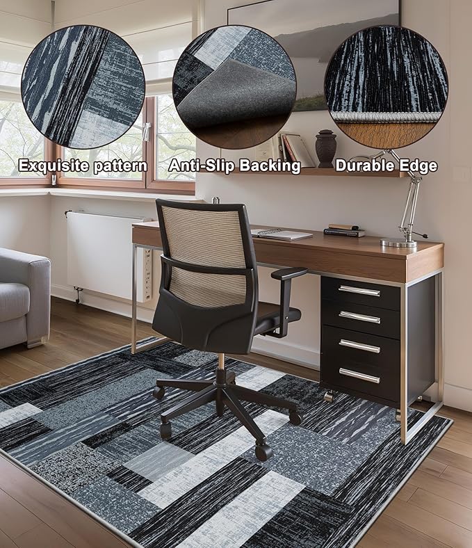 chakme Office Chair Mat for Hardwood Floor, 72"x48" Easy Glide Computer Desk Mat Protector for Rolling Chair Under Desk Rug Nonslip Backing, Machine Wash, (Jigsaw)