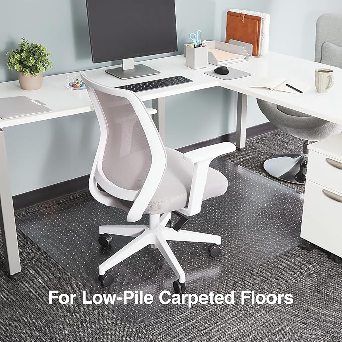 Staples Office Chair Mat, Clear Floor Mats, Low-Pile Carpets, 60 x 46 Inch, Smooth Glide